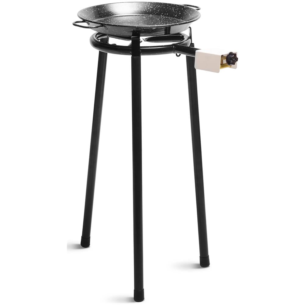 Mini Set Bruciatore a Gas Per Paella 30 Cm + Padella Smaltata 38 cm + Supporto 3 Gambe Colore Nero - Foto 1