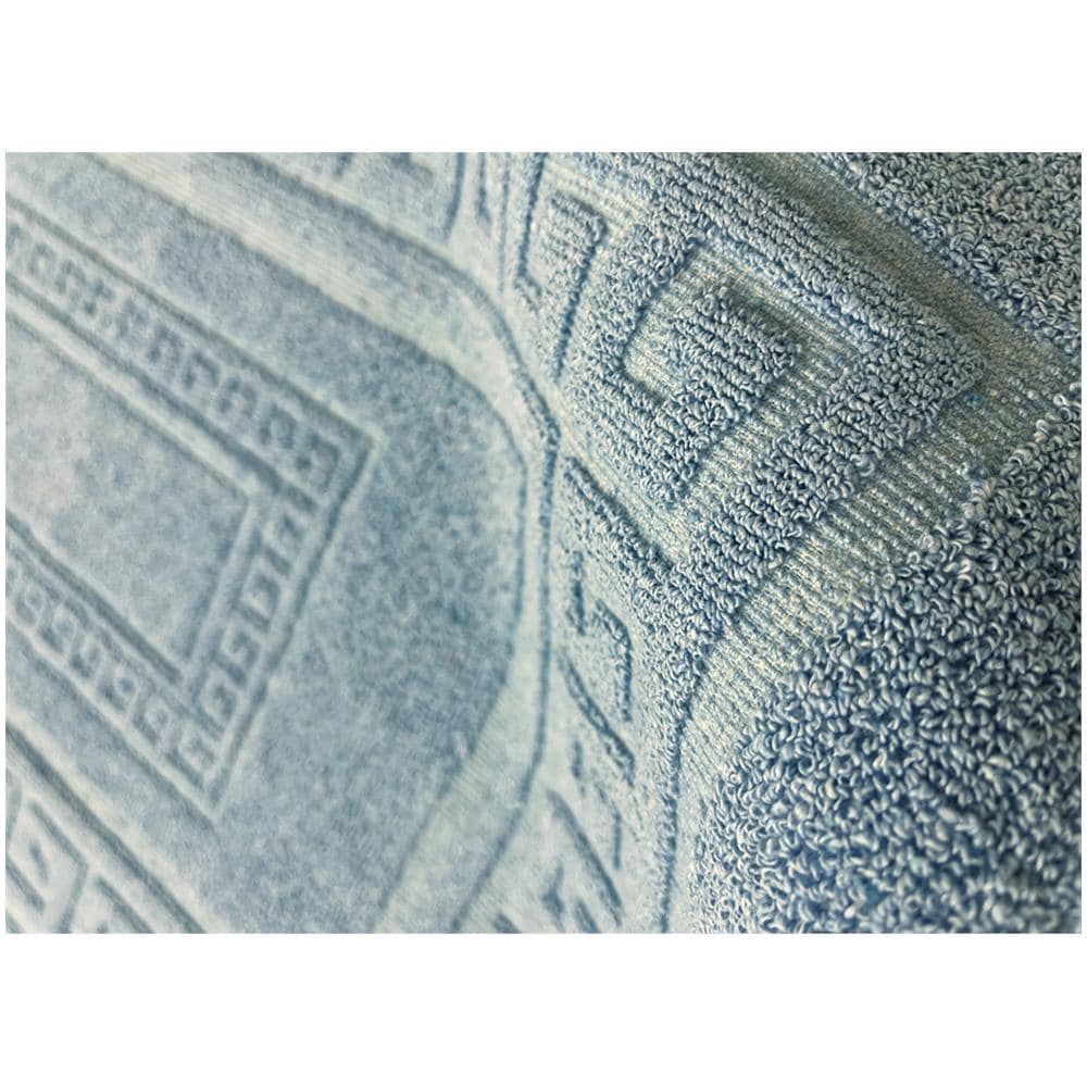 Tappeto Bagno Doccia Spugna Tinta Unita Torino Tappetino Super Assorbente In Cotone Pelo Corto Con Greca Parure 3 Pezzi Azzurro - Foto 4