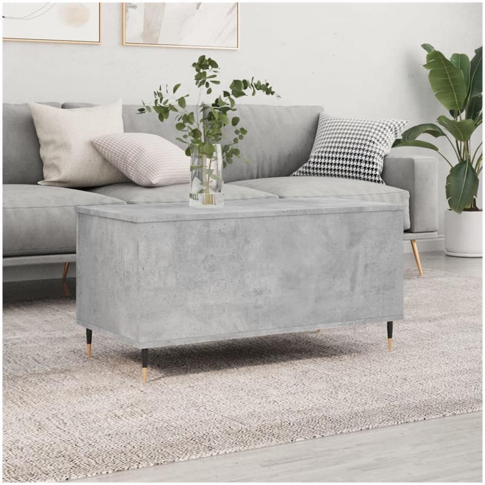 Tavolino Salotto Grigio Cemento 90x44,5x45 Cm Legno Multistrato - Foto 1