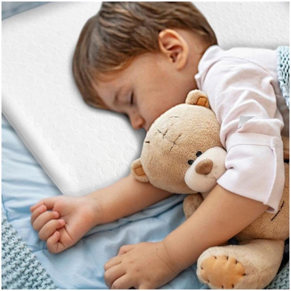 Cuscino Piatto Perforato Traspirante in Memory Foam per Bambini da 2 anni in su con Federa in Bamb? Ipoallergenico 50 x 30 x 5,5 cm - Foto 2