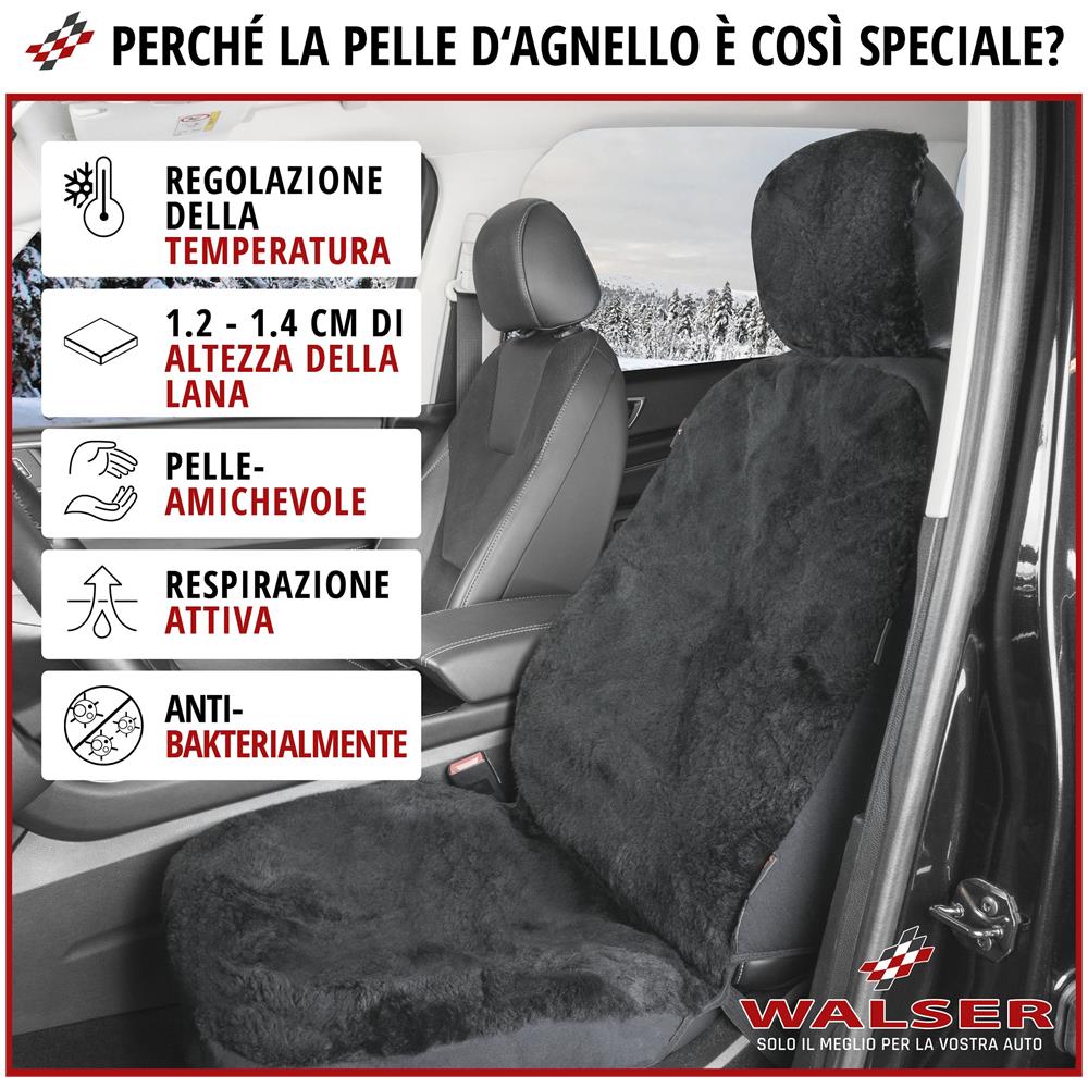 Coprisedili Auto Iva In Pelle D'agnello Nero Con Sistema Informatico Zipp - Foto 2