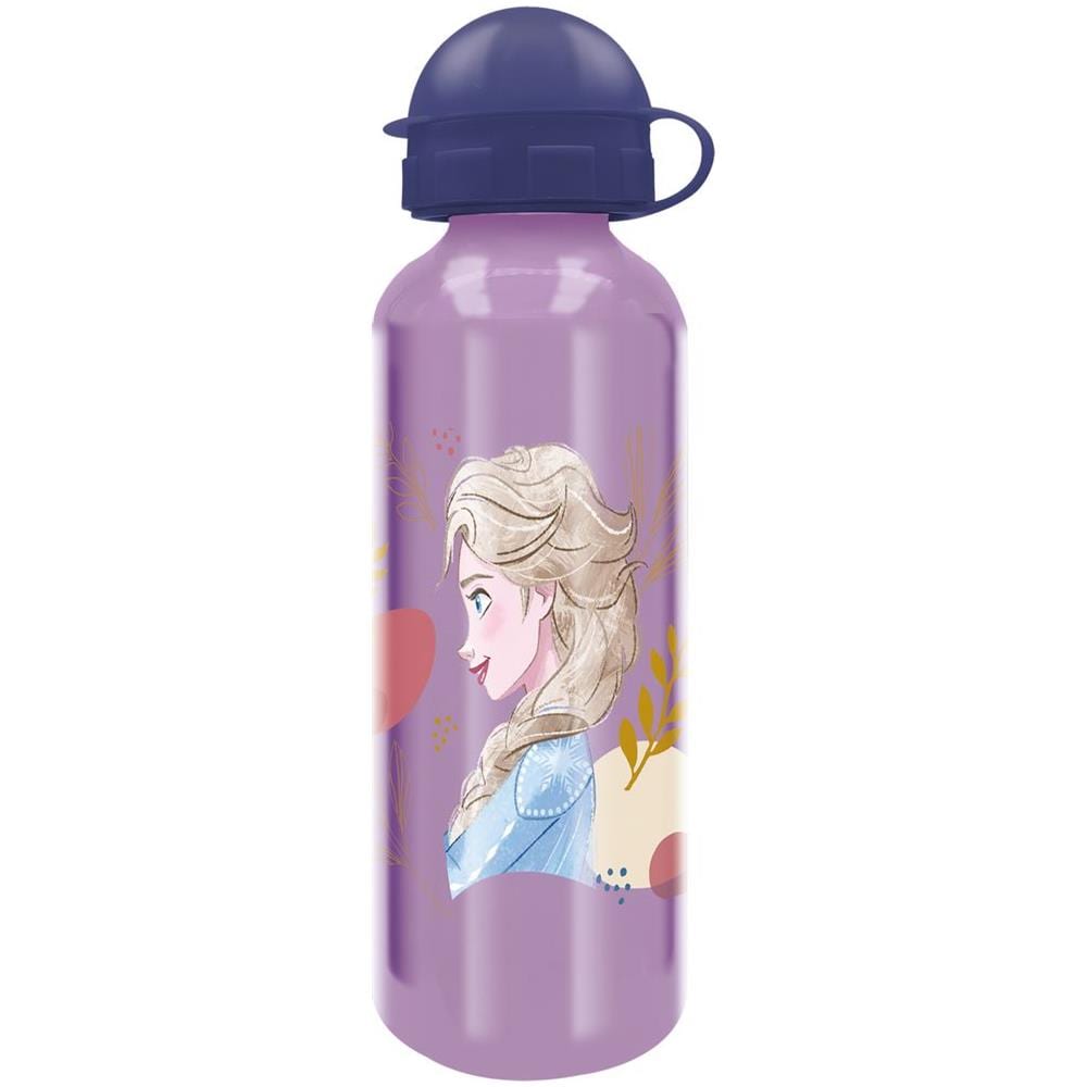 Disney Borraccia Lilla Per Bambine In Alluminio Frozen Elsa E Anna 530 Ml Con Beccuccio E Tappo Di Sicurezza - Foto 1