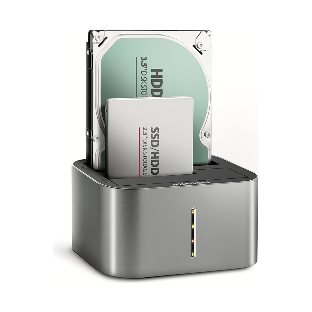 AXG ADSA-DC - Docking- und Kopierstation 2x 2.5'' / 3.5'' SATA USB 3.0 - Digital /Daten USB 3.2 Gen 1 (3.1 Gen 1) Type-A Grigio - Foto 1