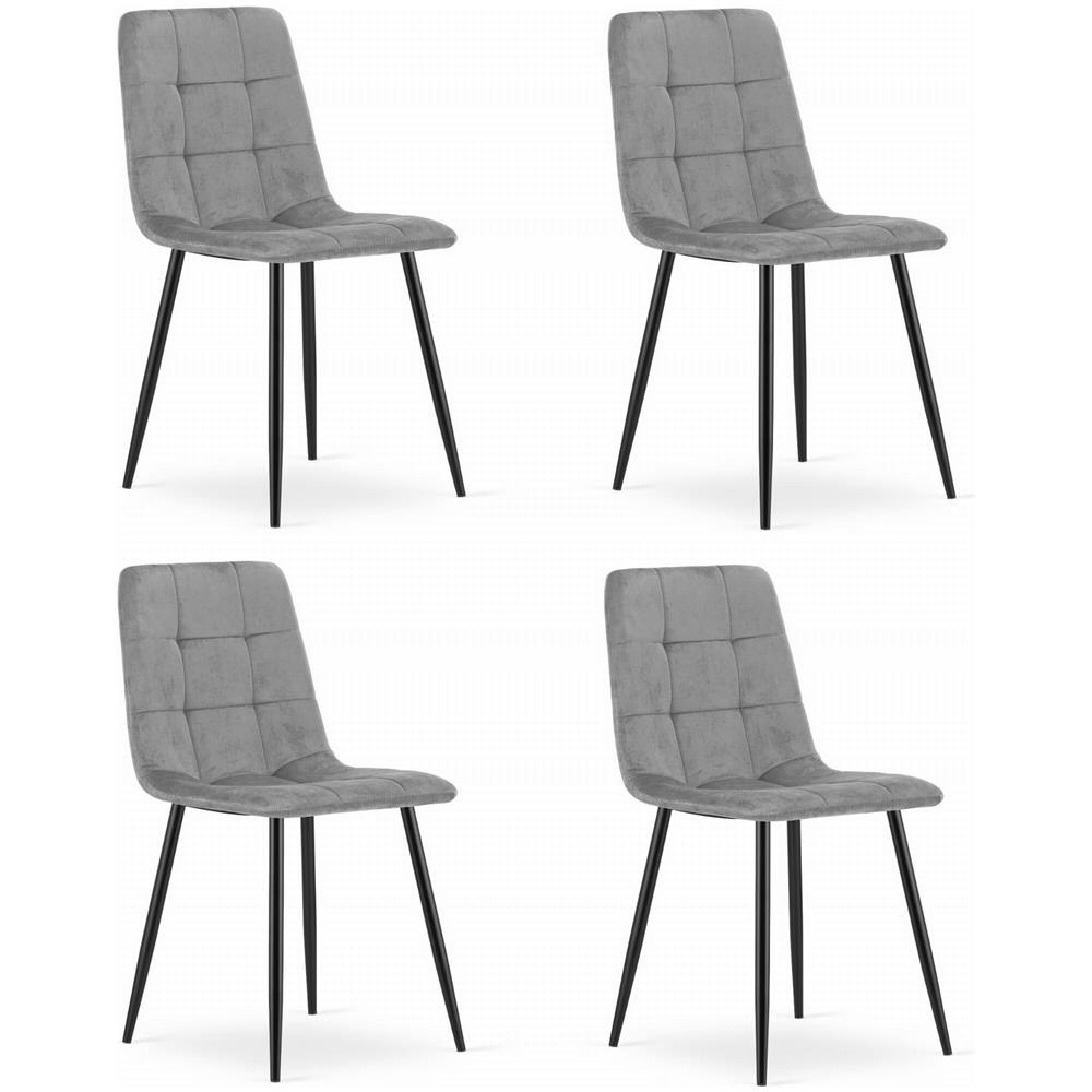 Sedia moderna PYRA in velluto grigio chiaro con gambe nere x4 - Foto 1