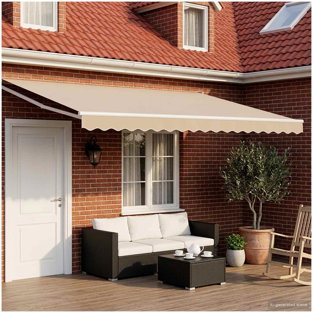 Tenda retrattile manuale con LED Beige e Bianco 4 x 2 m - Foto 1