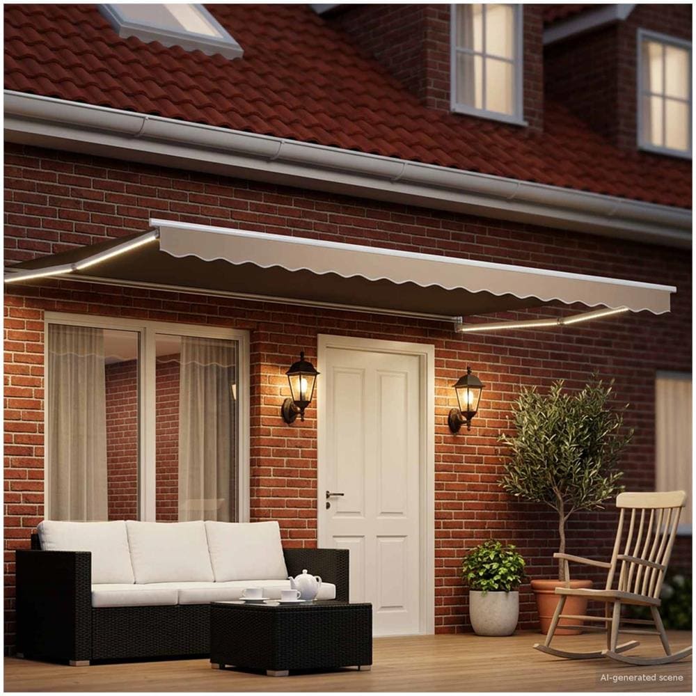 Tenda retrattile manuale con LED Beige e Bianco 4 x 2 m - Foto 2