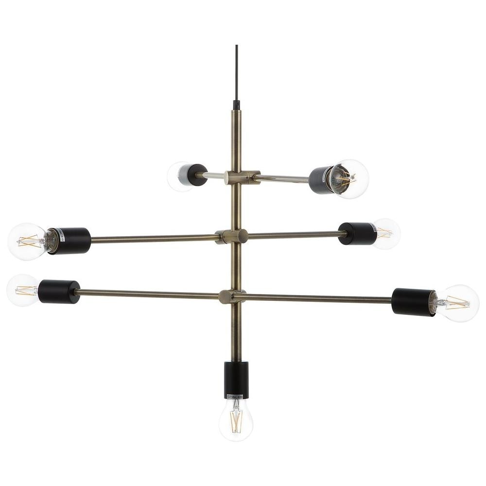 Lampadario A 7 Punti Luce In Metallo Color Ottone Cremera - Foto 1