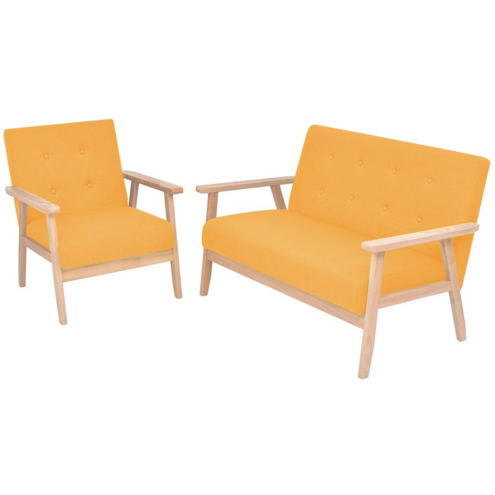 Set Di Divani 2 Pz In Tessuto Giallo - Foto 1