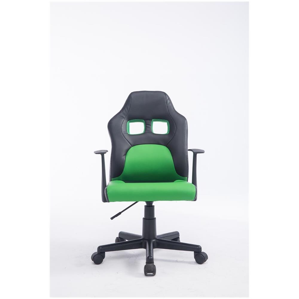 Sedia per Bambini Fun con braccioli, Sedia per cameretta dei Ragazzi Imbottita e con Fodera in Similpelle | Sedia per scrivania Bambina e Bambino con Seduta Alta 40-50 cm Nero Verde - Foto 2