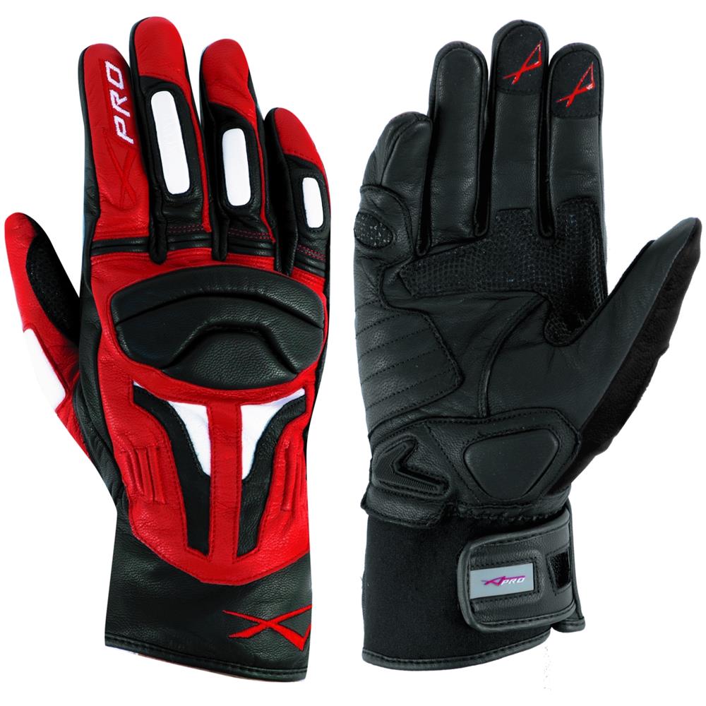 Guanto Sportivo Moto Touring Pelle Enduro Motard Motociclismo Rosso S - Foto 1