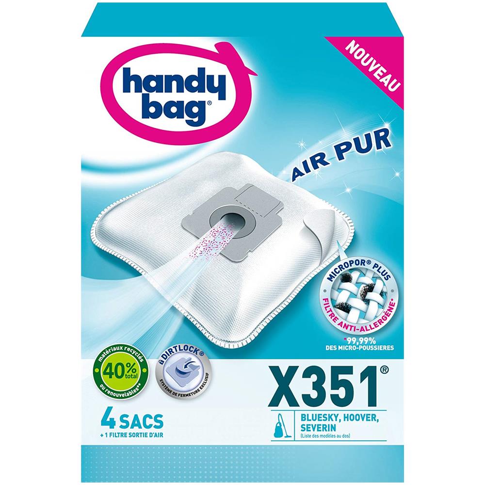 Handy Bag X351 Hoover Freespace Sprint, Sacchetti Per Aspirapolvere, 4 Pz. + Filtro Di Scarico - Foto 1