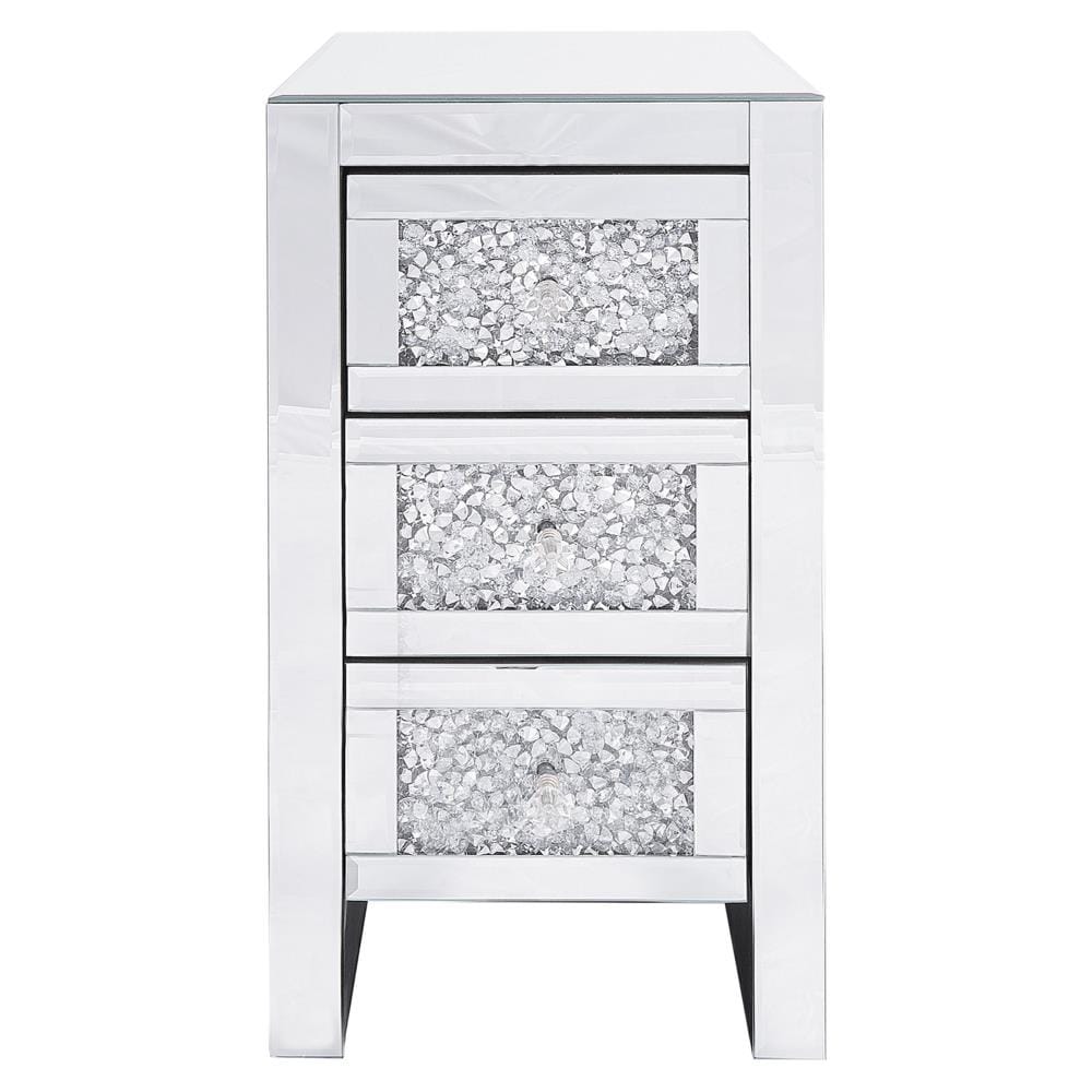 Comodino Con 3 Cassetti Argento Specchiato Loray - Foto 2