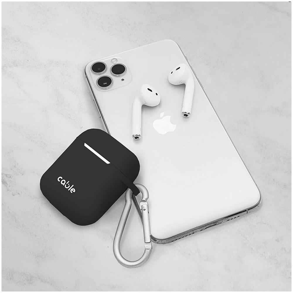 CABLE TECHNOLOGIES - Custodia Protettiva Per Airpods 1 E 2, Cover In  Silicone Soft Touh Per Cuffie Bluetooth, Moschettone Incluso (black) -  ePRICE