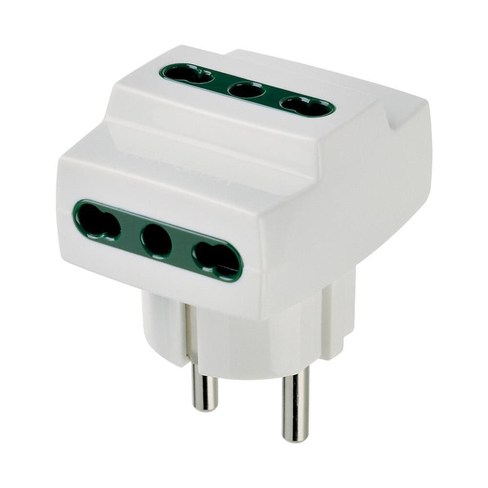 Adattatore Triplo Prese Bipasso Spina Shuko S31+3p17/11 Bianco - 00324. b - Foto 1