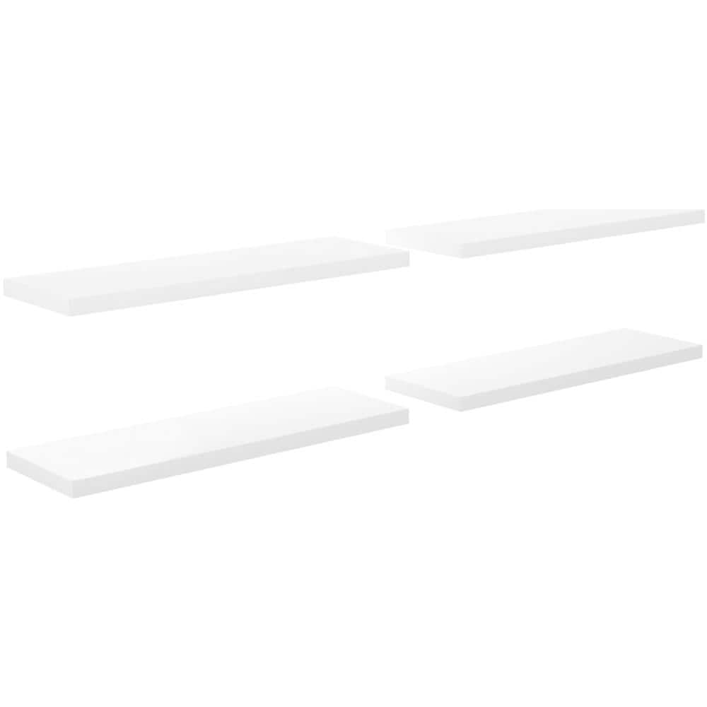 Scaffali A Parete 4 Pz Bianco Lucido 120x23,5x3,8 Cm In Mdf - Foto 2