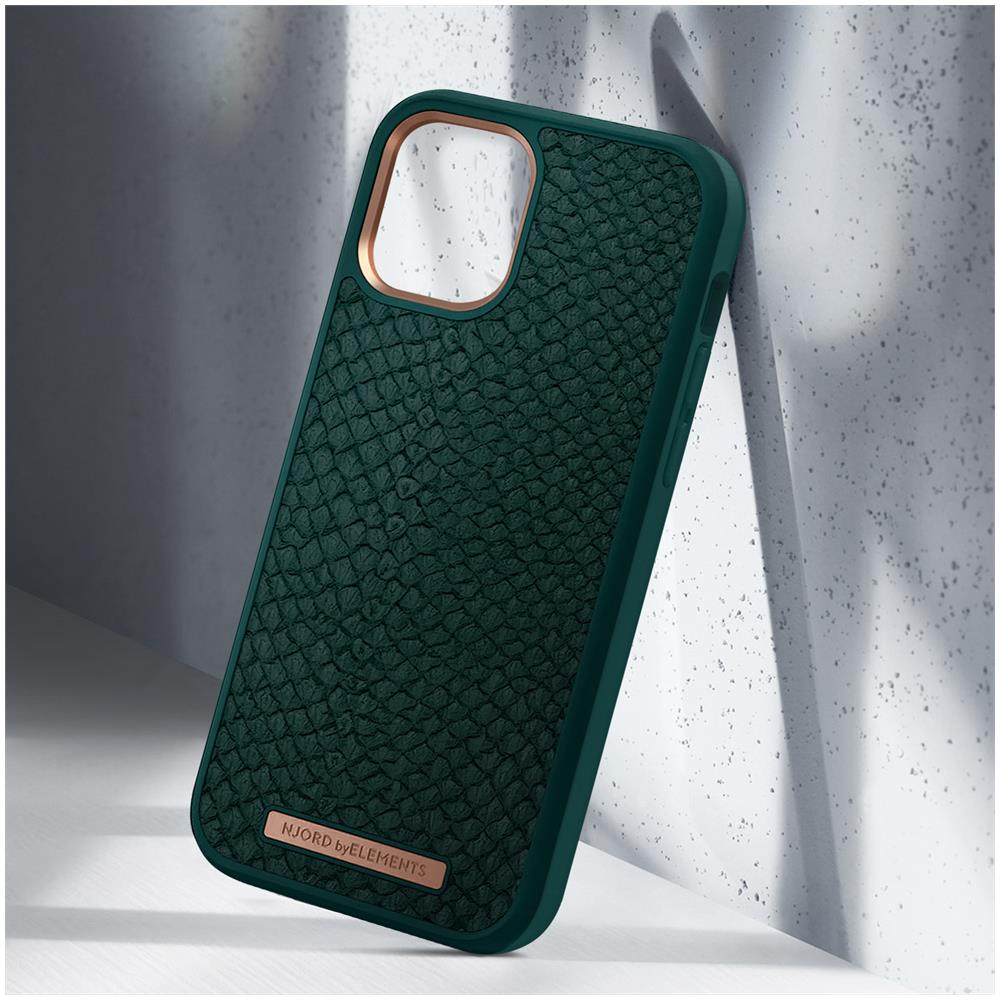 Cover Iphone 12 E 12 Pro Pelle Di Salmone Premium Antiurto 2m Njord Verde Pino - Foto 2