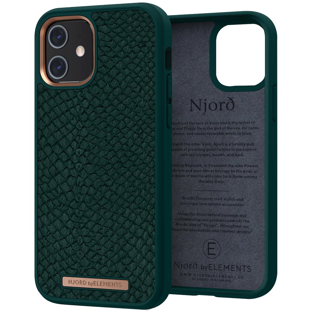 Cover Iphone 12 E 12 Pro Pelle Di Salmone Premium Antiurto 2m Njord Verde Pino - Foto 1