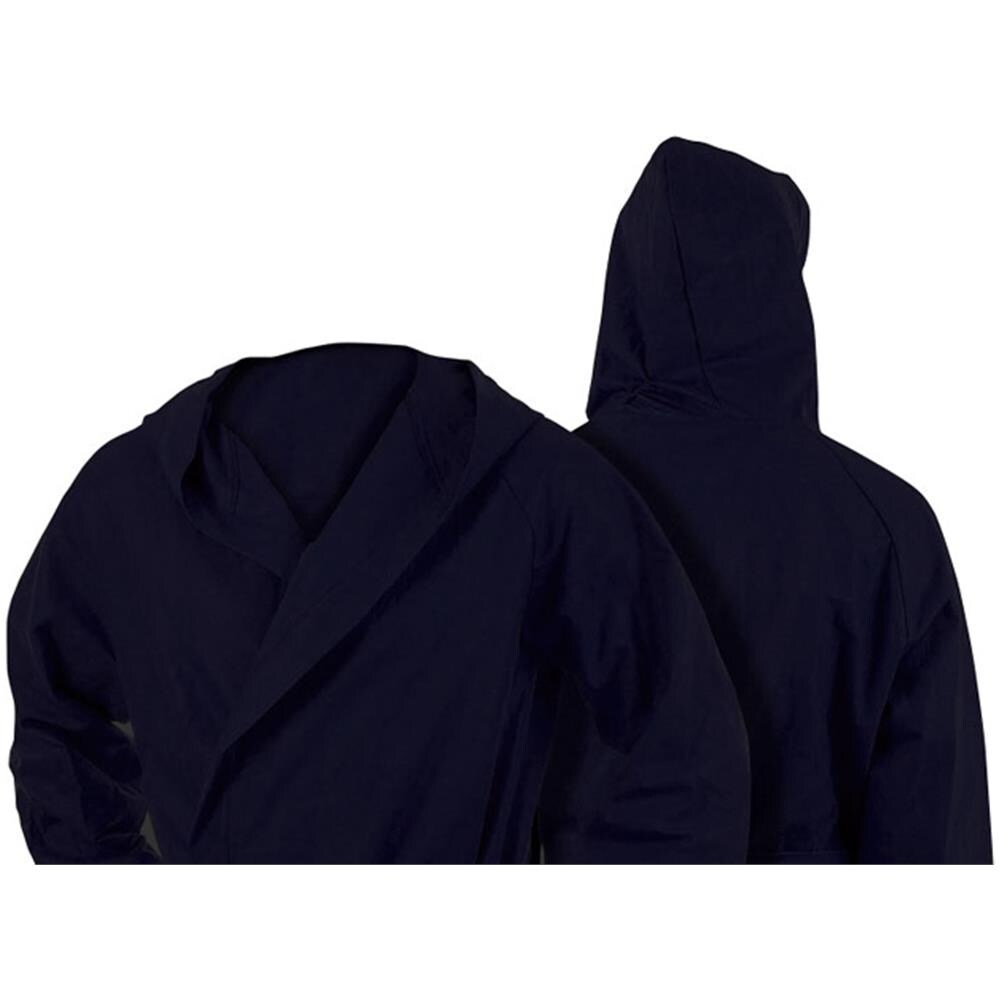 Accappatoio Con Cappuccio In Microfibra Adulto Unisex In Tinta Unita Vari Colori Xl Blu Scuro - Foto 2