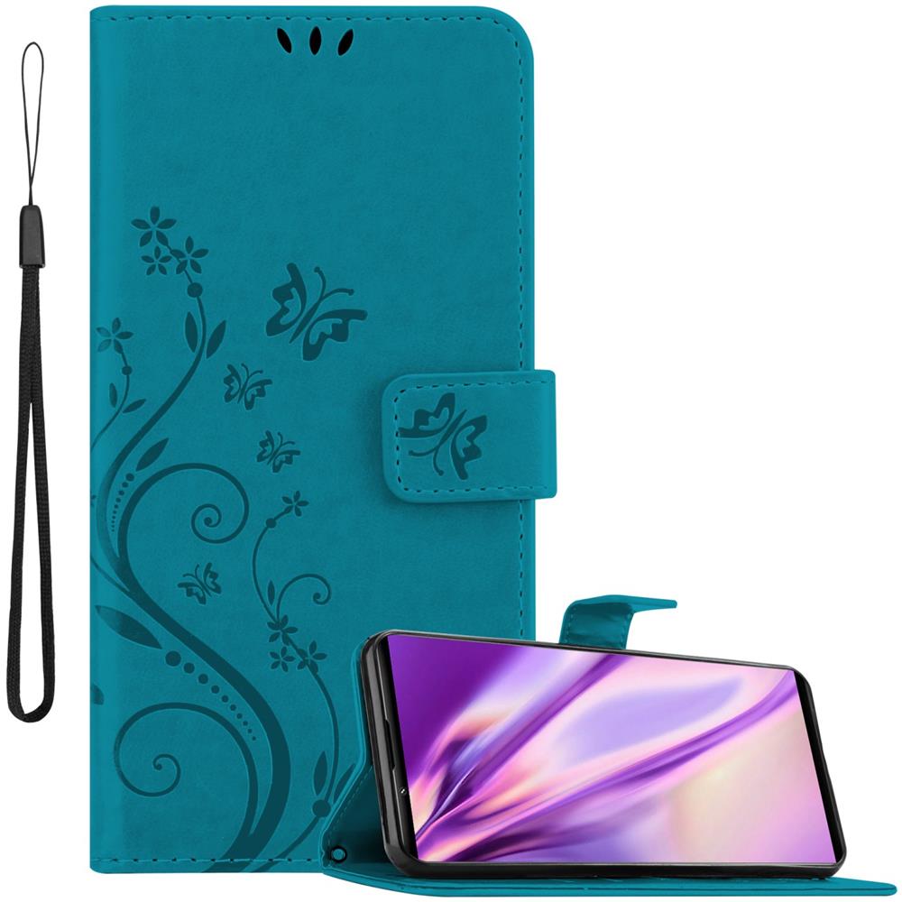 Custodia Compatibile Con Sony Xperia 1 Iii In Blu Fiore - Coperchio Protettivo In Design Floreale Con Chiusura Magnetica, Funzione Stand E Slot Per Carte - Foto 1