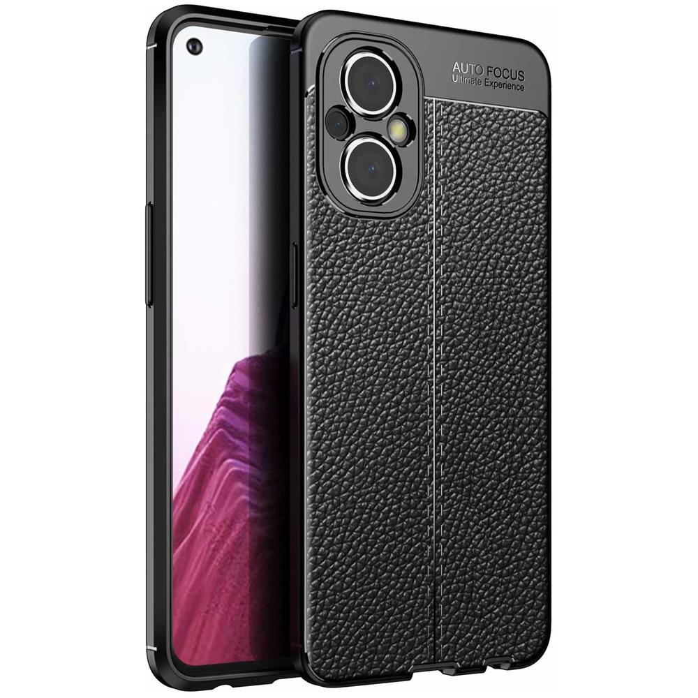 Custodia Compatibile Con Oneplus Nord N200 In Nero Profondo - Coperchio Protettivo In Silicone Tpu Con Applicazione Di Finta Pelle Nobile - Foto 1