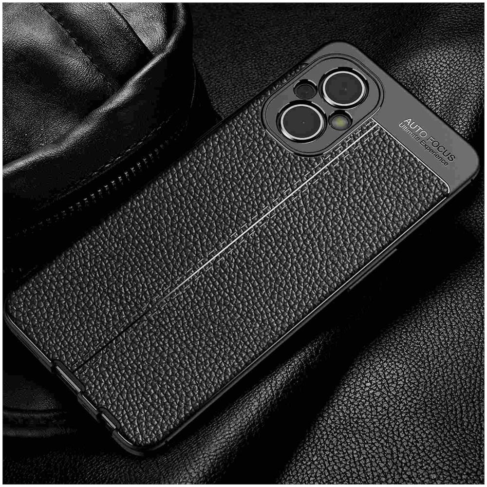 Custodia Compatibile Con Oneplus Nord N200 In Nero Profondo - Coperchio Protettivo In Silicone Tpu Con Applicazione Di Finta Pelle Nobile - Foto 7