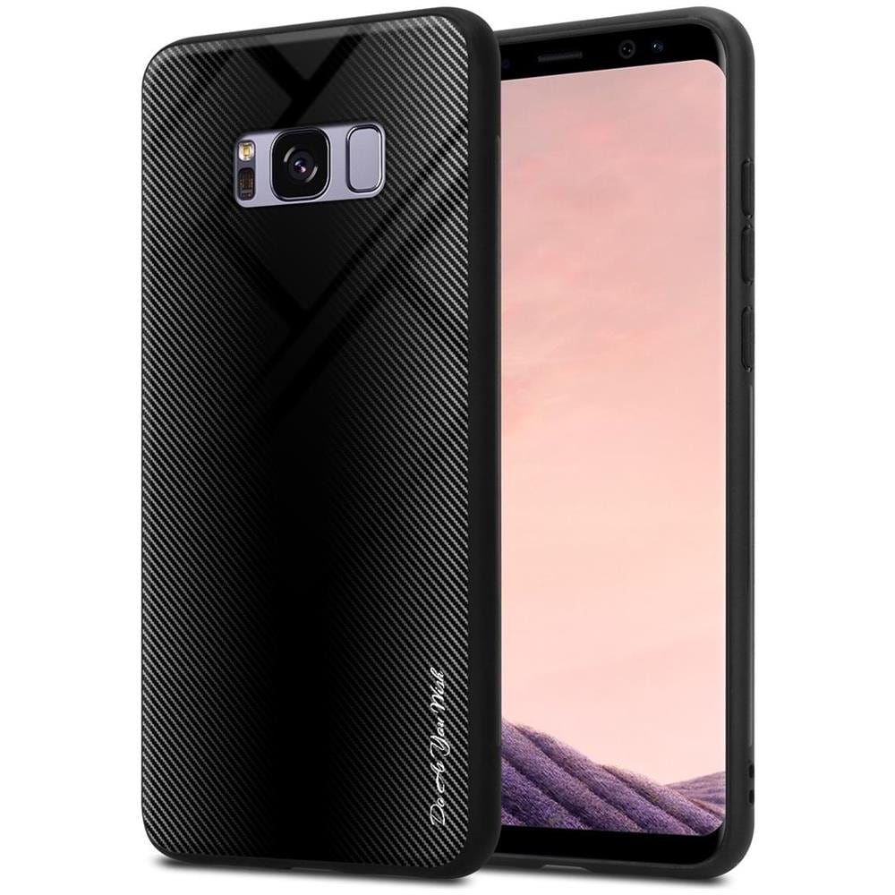 Custodia Compatibile Con Samsung Galaxy S8 Plus - Ottica A Strisce In Opale Nero - Coperchio Protettivo In Vetro Temperato E Silicone Tpu - Foto 1