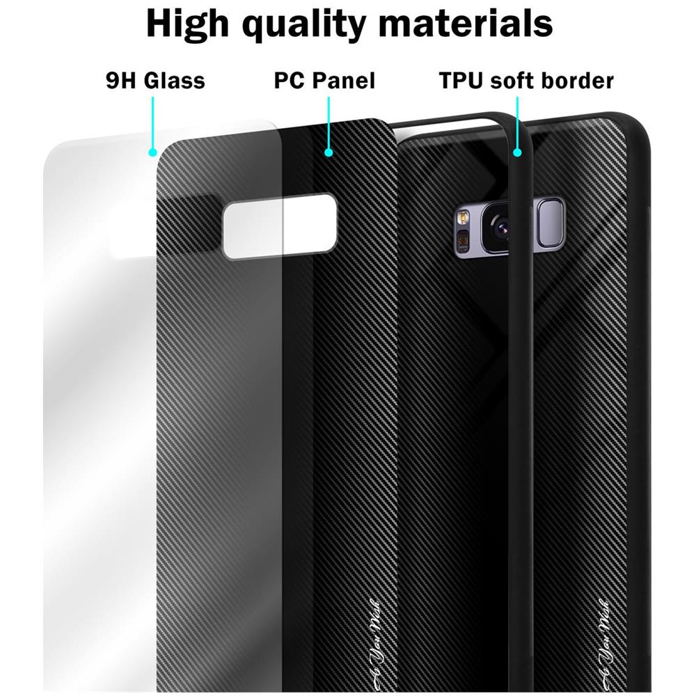 Custodia Compatibile Con Samsung Galaxy S8 Plus - Ottica A Strisce In Opale Nero - Coperchio Protettivo In Vetro Temperato E Silicone Tpu - Foto 7