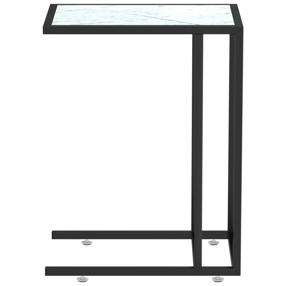 Tavolino Per Computer Marmo Bianco 50x35x65 Cm Vetro Temperato - Foto 6