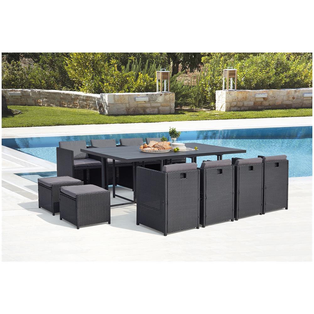 Salotto Da Giardino A Incasso 12 Posti Resina Intrecciata Nero/grigio Sunset - Foto 2