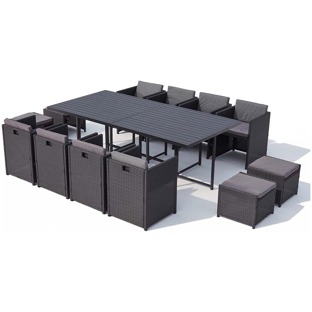 Salotto Da Giardino A Incasso 12 Posti Resina Intrecciata Nero/grigio Sunset - Foto 1