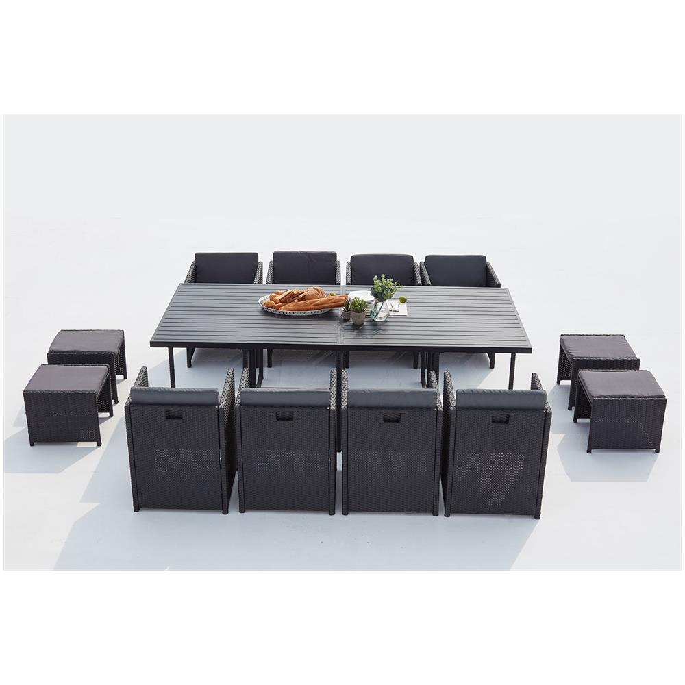 Salotto Da Giardino A Incasso 12 Posti Resina Intrecciata Nero/grigio Sunset - Foto 8