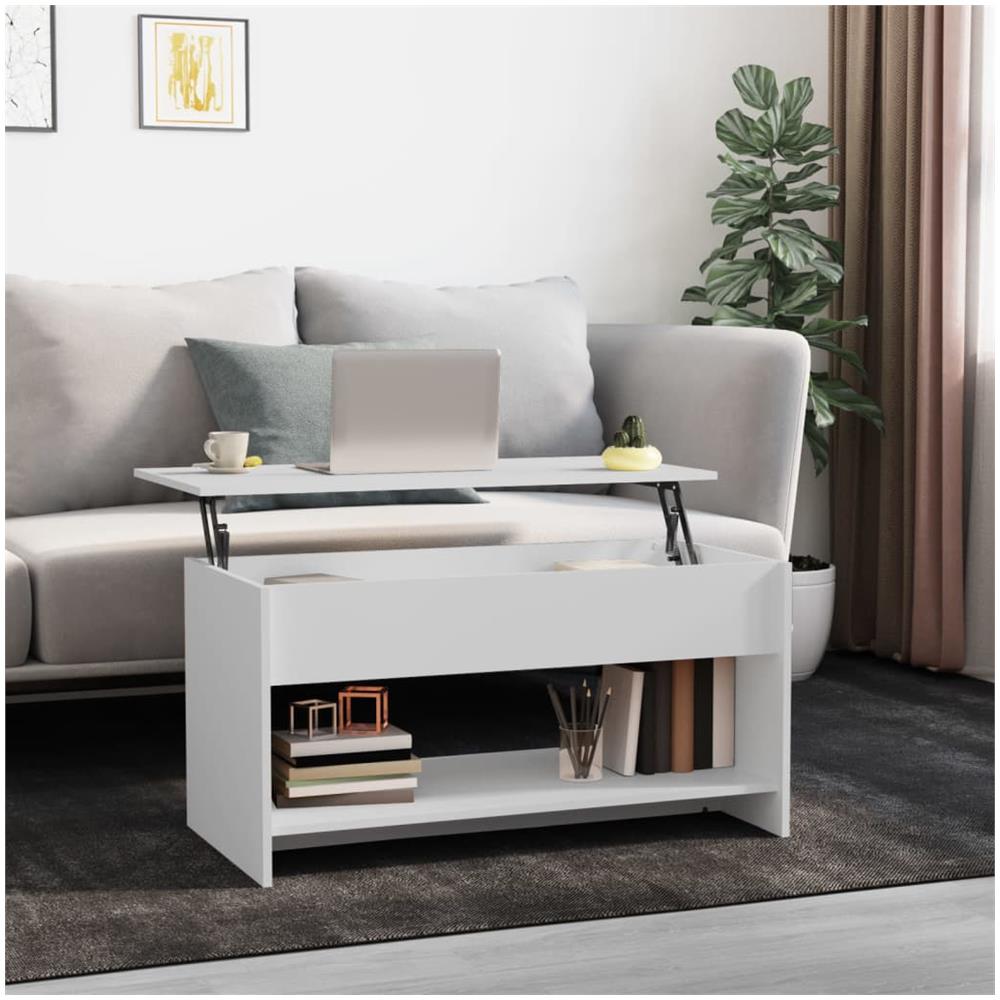 Tavolino Da Salotto Bianco 102x50x52,5 Cm In Legno Multistrato - Foto 1