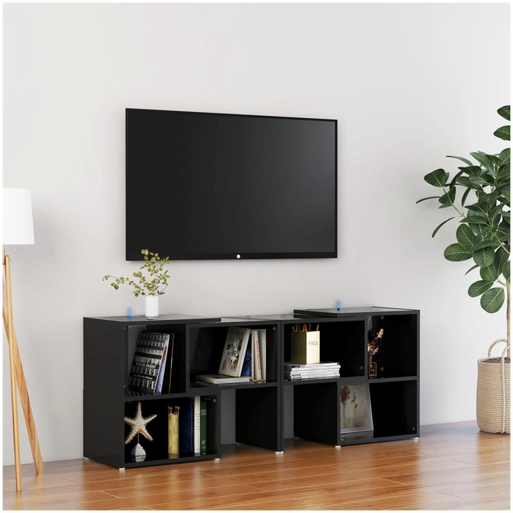 Mobile Tv Nero Lucido 104x30x52 Cm In Truciolato - Foto 1