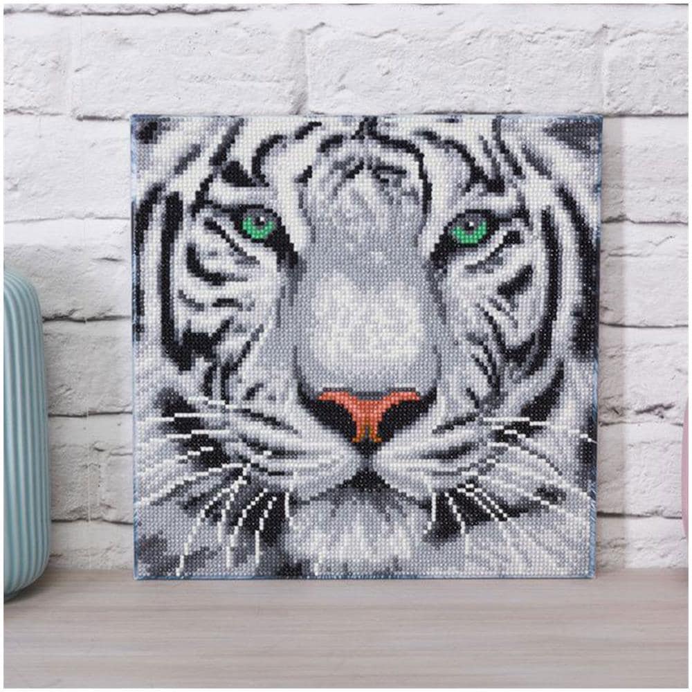 Quadro Fai Da Te Con Diamanti - Tigre Della Neve 30 X 30 Cm - Foto 1