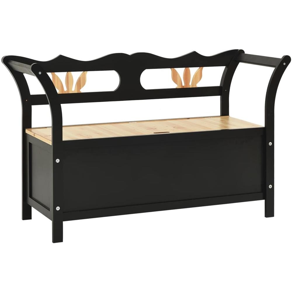 Panca Nera 107x45x75,5 Cm Legno Massello Di Abete - Foto 2