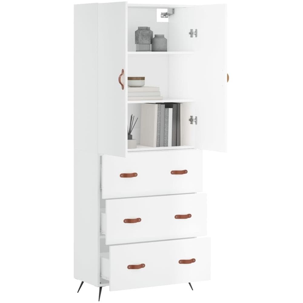 Credenza Bianca 69,5x34x180 Cm In Legno Multistrato - Foto 3