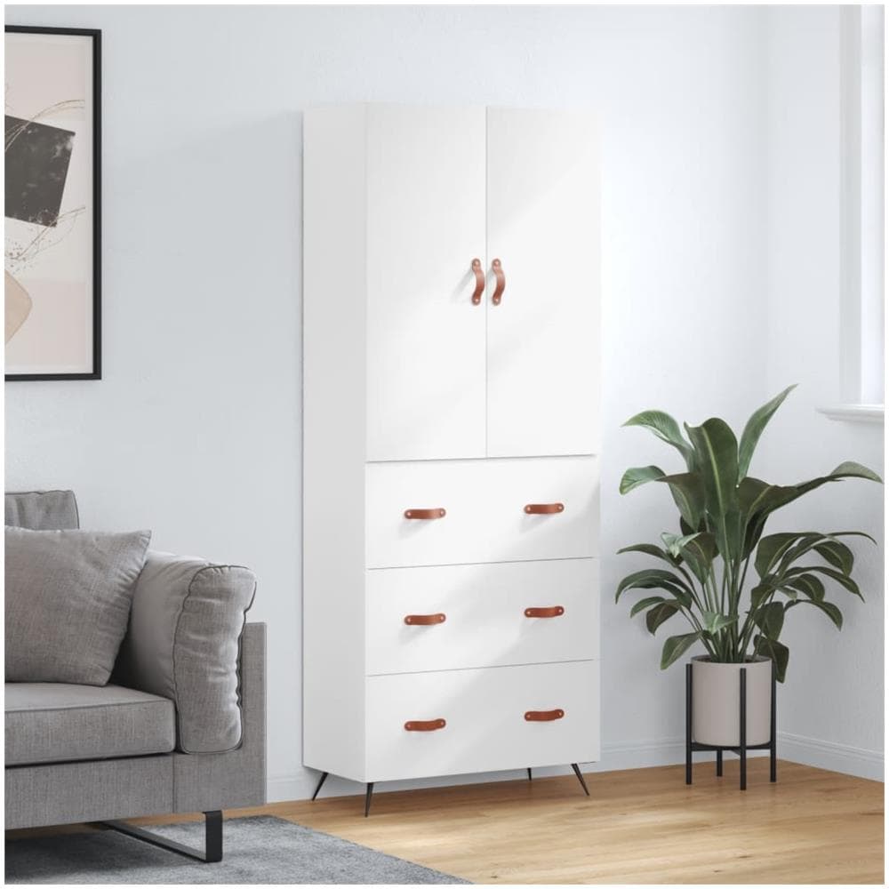 Credenza Bianca 69,5x34x180 Cm In Legno Multistrato - Foto 1