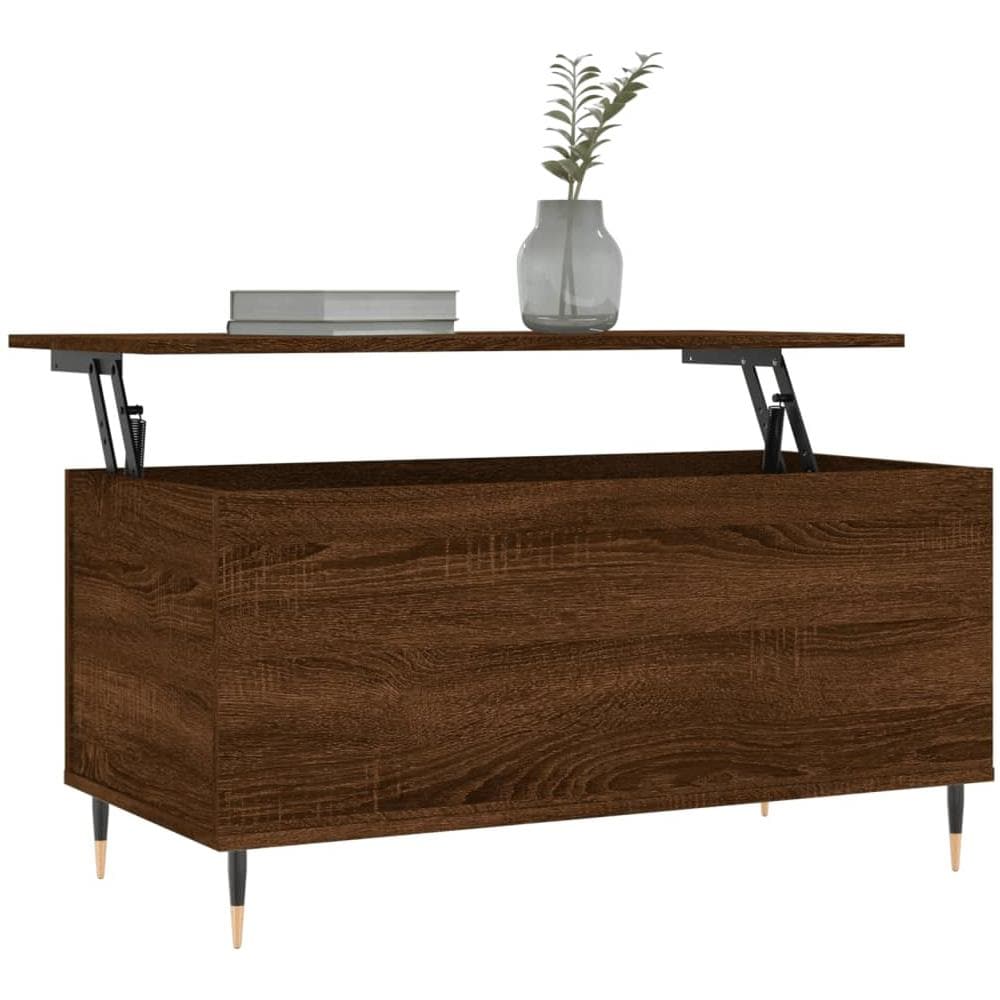 Tavolino Salotto Rovere Marrone 90x44,5x45 Cm Legno Multistrato - Foto 3