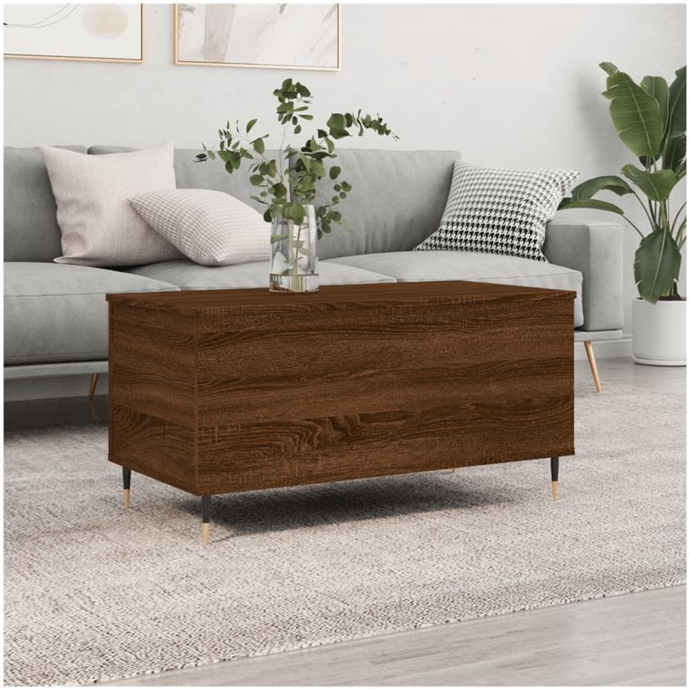 Tavolino Salotto Rovere Marrone 90x44,5x45 Cm Legno Multistrato - Foto 1