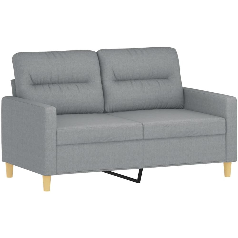 Set Divani 2 Pz Con Cuscini Grigio Chiaro In Tessuto - Foto 3