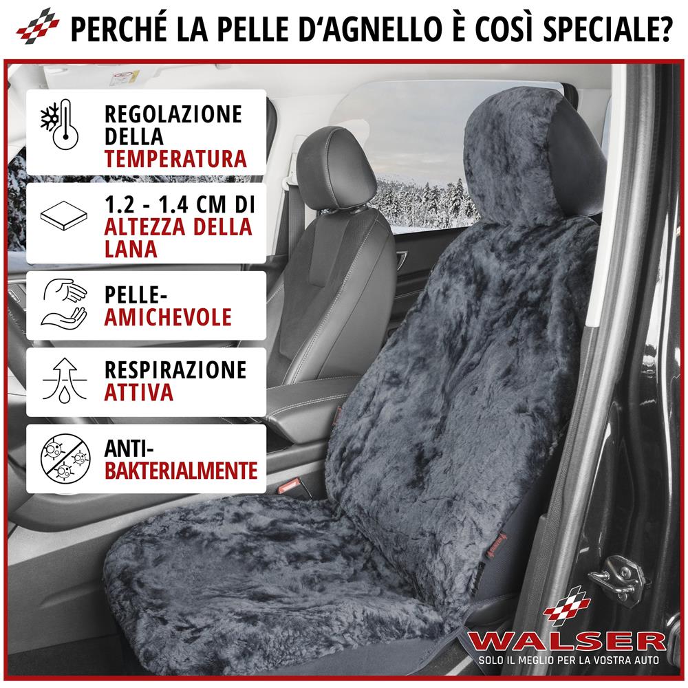 Coprisedili Auto Iva In Pelle Di Agnello Antracite Con Sistema Informatico Zipp - Foto 2