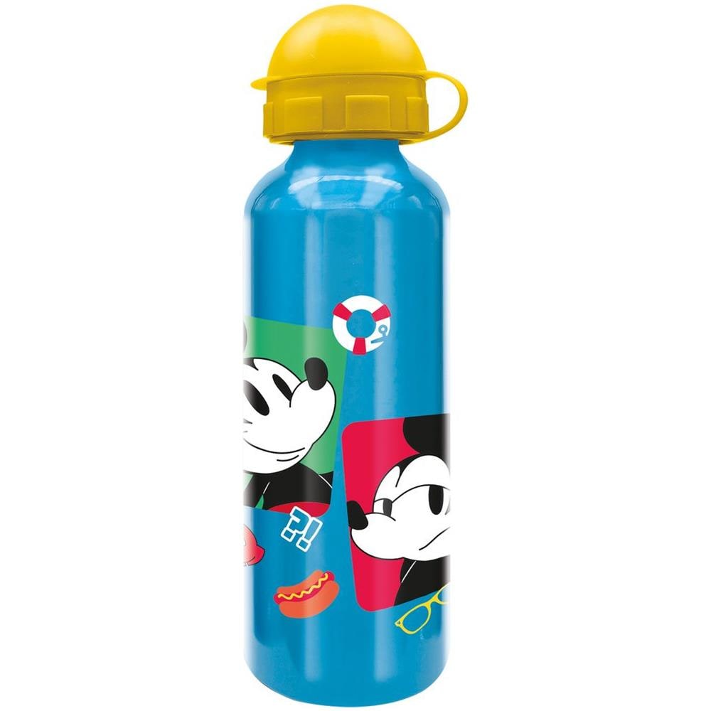 Disney Borraccia Azzurra Per Bambini In Alluminio Mickey Mouse Topolino 530 Ml Con Beccuccio E Tappo Di Sicurezza - Foto 1