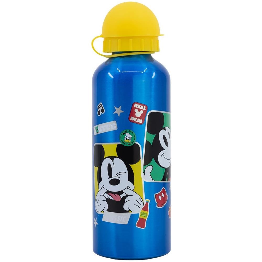 Disney Borraccia Azzurra Per Bambini In Alluminio Mickey Mouse Topolino 530 Ml Con Beccuccio E Tappo Di Sicurezza - Foto 3