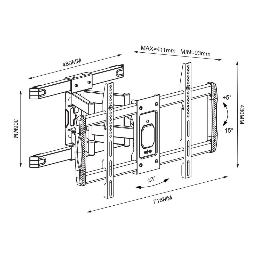 Staffa A Muro Con Doppio Braccio Per Tv Lcd 42-75'' Full-motion - Foto 2
