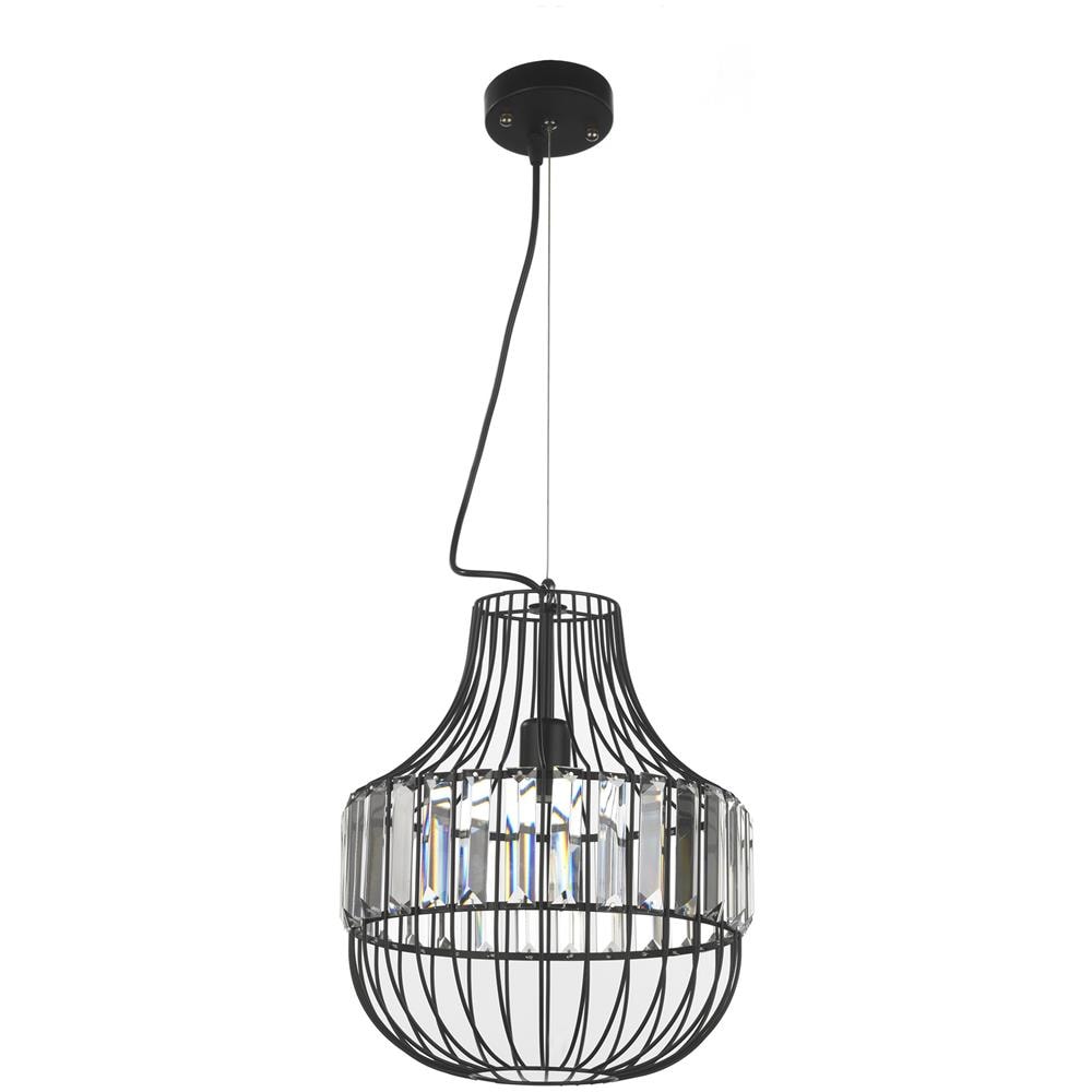 Lampadario Cloe In Metallo Nero E Cristalli - Foto 1