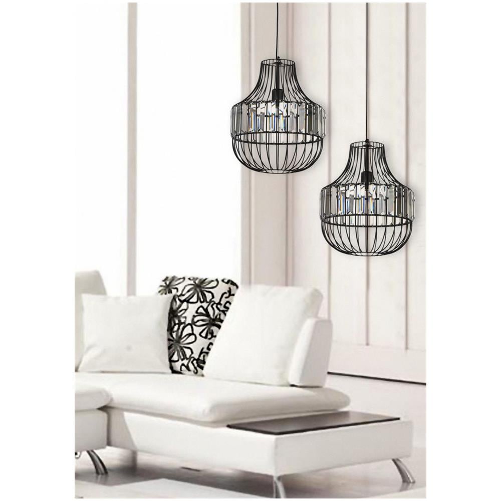 Lampadario Cloe In Metallo Nero E Cristalli - Foto 2