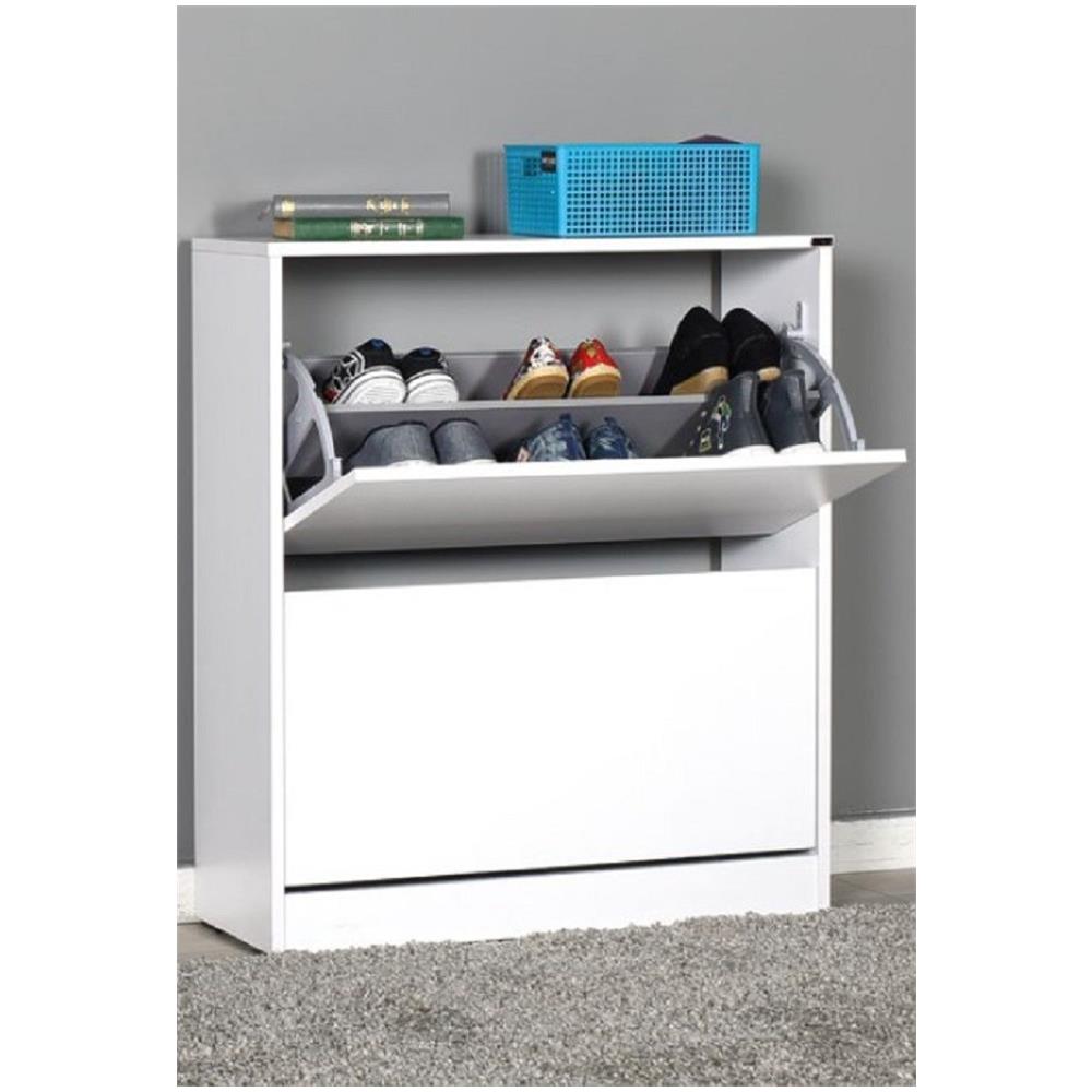 Scarpiera 2 Ante A Ribalta Bianco Lucido 73x26xh. 84 Cm - Foto 2