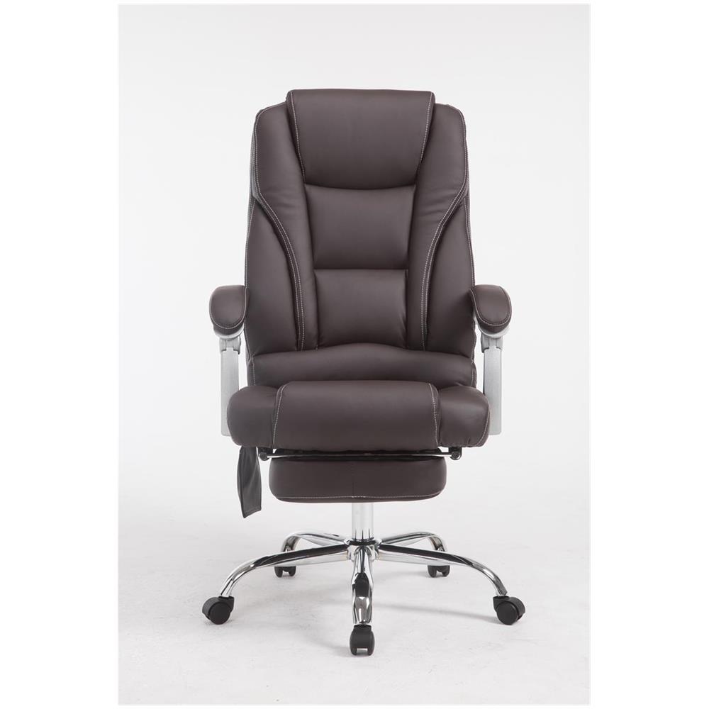 Sedia da ufficio massaggiante PACIFIC, poltrona relax con poggiapiedi estraibile, altezza regolabile, in similpelle, ergonomica, girevole, con ruote, capacità di carico massimo 150 kg marrone - Foto 2