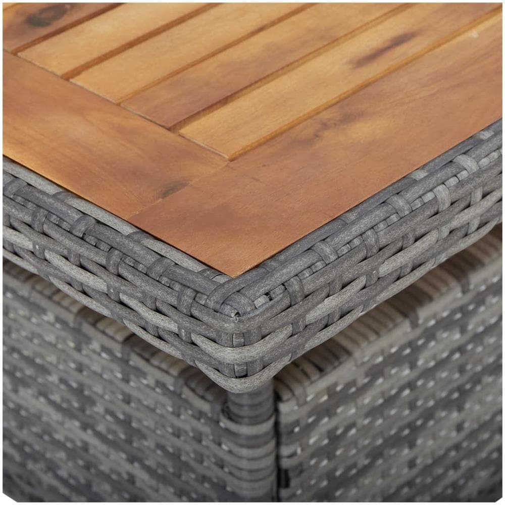 Tavolo Da Pranzo Esterno Grigio Polyrattan E Massello D'acacia - Foto 2