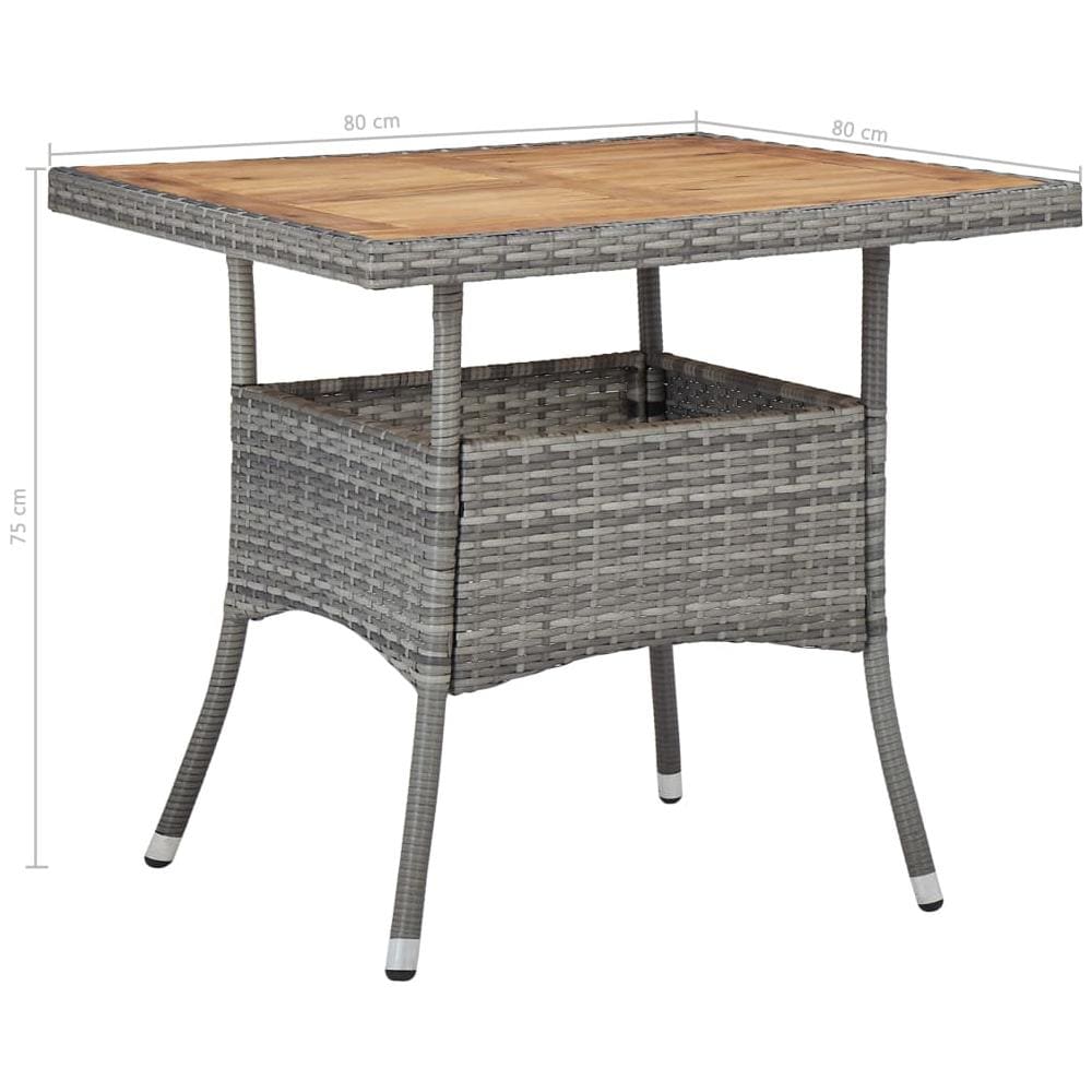 Tavolo Da Pranzo Esterno Grigio Polyrattan E Massello D'acacia - Foto 5